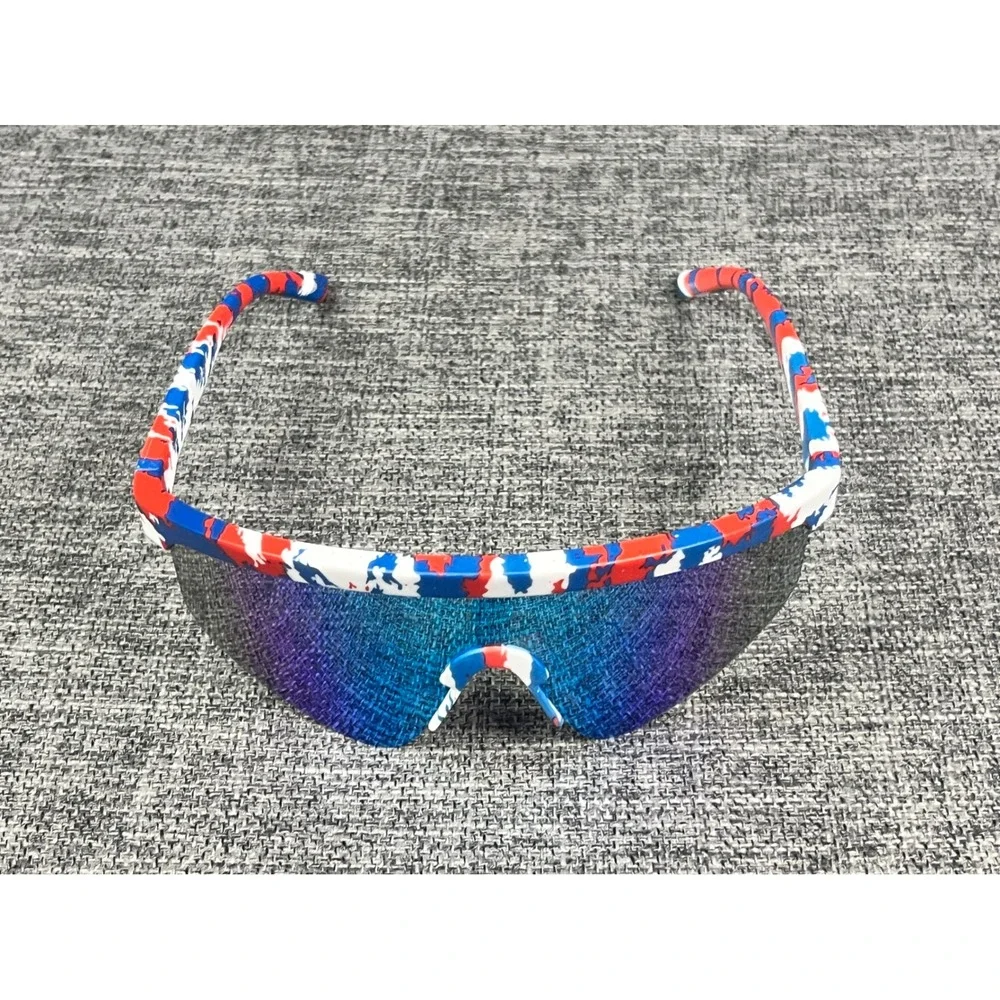 Panama Jack Sport Shield Sunglasses Red White Blue Camo Blue Mirror PJ 24 202